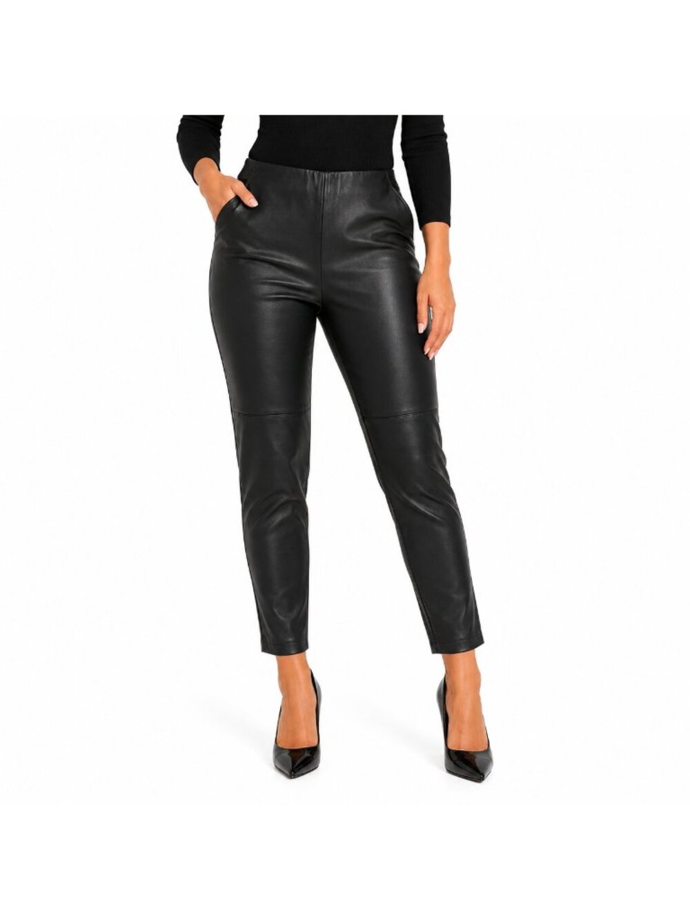 Reitmans Black Faux Leather Leggings - 10 Petite